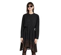 Desigual Delhi Long Sleeved Dress with Metallic Fibres 20WWVW50 XS Black