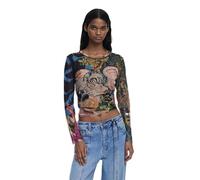 Desigual Dragon Lacroix Chiffon Long Sleeve Tshirt by Mr Christian Lacroix 25WWTK39 Blue