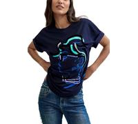 Desigual Face Tshirt Blue Cotton with Abstract Graphic Print 26WWTK35
