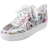 Desigual Fancy Lettering Hand Painted Design White Sneakers23SSKP37
