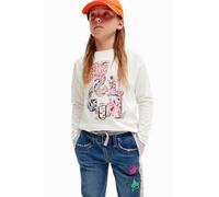 Desigual Girl's Knit T-Shirt Long Sleeve, White, 4 Years