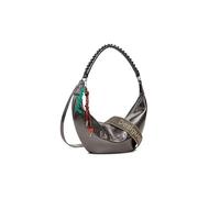 Desigual Half Logo Zante Dark Silver Half Moon Slouch Bag 25WAXPAU