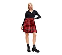 Desigual Harryst Casual Long Sleeved Dress with Red Check Skirt 23WWVW74