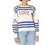 Desigual I Love Me Chunky Knit Slouchy Sweater Blue/Striped 23SWJF38