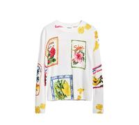 Desigual Tampere Tropical Stamps Lightweight Jumper 25SWJF32 White