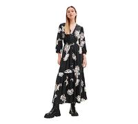 Desigual Kendall Monochrome Long Sleeved Floral Boho Maxi Dress 23WWVW06 Black