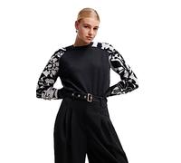 Desigual Limpopo Black Jumper with Contrasting Floral Arms 23WWJF20