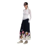 Desigual Lindo Black Floral Midi Skirt 25SWFW18