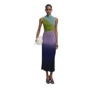 Desigual Lola Gradient Tulle Fitted Midi Dress 25WWVK18 Red