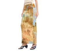 Desigual Long Textured Abstract Print Skirt 26SWFK04 Brown