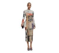 Desigual Lyra Beige Collage Print Fitted Midi Dress 25WWVK30