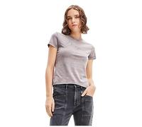 Desigual Maya Pink/Grey Rhinestone Logo Tshirt 23WWTKB8