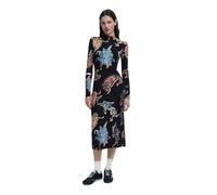 Desigual Melted Paisley Ribbed Midi Dress Designed by Mr. Christian Lacroix 25SWVK31 Black