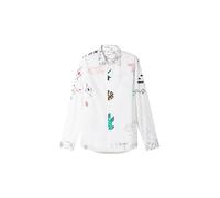 Desigual Men's Cam_Santi T-Shirt, White, Collar Size: 17.5