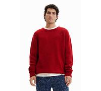 Desigual Men's JERS_Amadeo 3007 Burgundy Pullover Sweater, red, Collar Size: 17.5