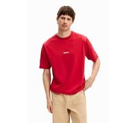 Desigual Men's Man Knit T-Shirt Short Sleeve, red, Collar Size: 17.5