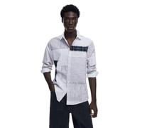 Desigual Men's Man Woven Shirt Long Sleeve T, Black, Collar Size: 17.5