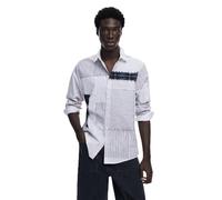 Desigual Men's Woven Long Sleeve T-Shirt, Black, Collar Size: 17.5