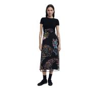 Desigual Paisley Mesh Midi Dress Designed by Mr. Christian Lacroix 25SWVK32 Black