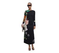 Desigual Patch Fiona Black Collage Asymmetric Patchwork Midi Dress 25WWVW08