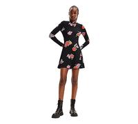 Desigual Petony Long Sleeve Short Floral Jersey Dress 23WWVK29 Black