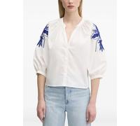 Desigual puff-sleeves beaded floral blouse - White XS-S-L