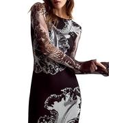 Desigual Reims Lacroix Long Fitted Abstract Print Tulle Dress 26SWVK53 Black
