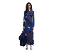 Desigual Roma Large Flower Asymmetric Midi Dress 25SWVW25 Blue