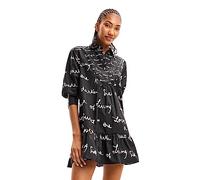 Desigual Salton Black Messages Smock Shirt Dress 23WWVW61