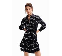Desigual Salton Black Messages Smock Shirt Dress 23WWVW61