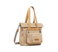 Desigual Raffia Shoulder Bag 29 cm with expansion pleat beige