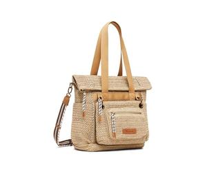 Desigual shoulder bag cross body bag Raffia Voyager Backpack Natural beige
