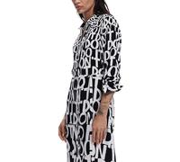 Desigual Tripoli Midi Monochrome Shirt Dress with Writing 25SWVW40 Black