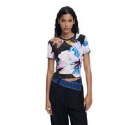 Desigual Viena Textured Floral Tshirt 25WWTK52 Black