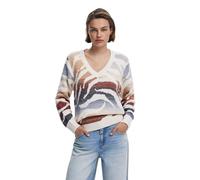 Desigual Wasilla Cream Jacquard Zebra V-Neck Sweater 25WWJF21