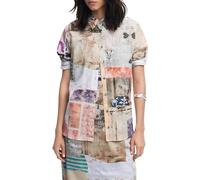 Printed Beige Cotton Shirt with Italian Collar S