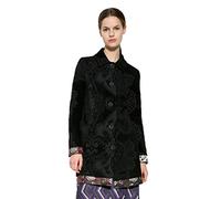 Desigual Women's Black Flocked Letonia Coat 46 UK 18
