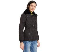 Desigual Women's Black Padded Milite Belted Puffa Coat 38