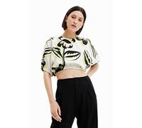 Desigual Women's Short Sleeve Blouse T-Shirt, White, L