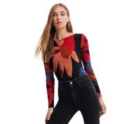 Desigual Women's Bodysuit Grandflower, ribbed, black with floral pattern,...