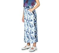 Desigual Women's Boston Floral & Leaf Print Wide Cropped Trousers S UK 10 Blue
