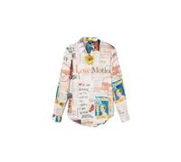 Desigual Women's Cam_Newspaper 1000 Shirt, White, X-Small