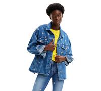 Desigual Women's Chaq_Flowers Woman Denim Trucker Jacket, Blue, L