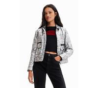 Desigual Women's Chaq_mineapolis, 2004 Silver PU Coat, Black, X-Small