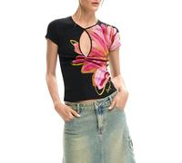 Desigual Women's Collection Short Sleeve T-Shirt, Black, M