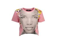 Desigual Women's Cropped TShirt with Floral Print - L - Pink