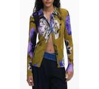 Desigual Womens Floral Print Cardigan - Khaki - Size X-Small