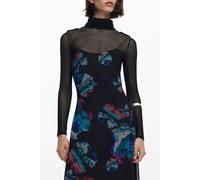 Desigual Womens Floral Print Midi Dress - Black viscose - Size Small