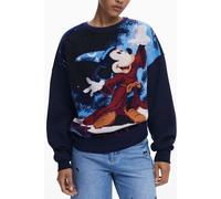 Desigual Womens Mickey Mouse Design Sweater - Dark Blue Cotton - Size X-Small
