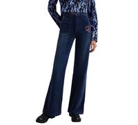 Desigual Women's Myheart Corduroy Trousers with Bell Bottom, Navy Blue, Size S